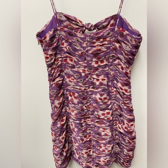 Zara Purple Gold Metallic Twist Front Draped Ruched Mini Dress. NWT - Picture 2 of 6